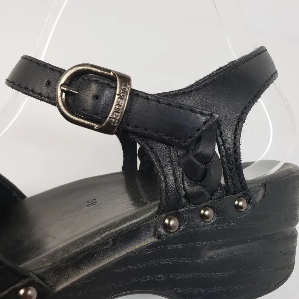 Dansko Sissy Womens Size EU 39 US 8.5-9 Black Leather Braided Slingback Sandals